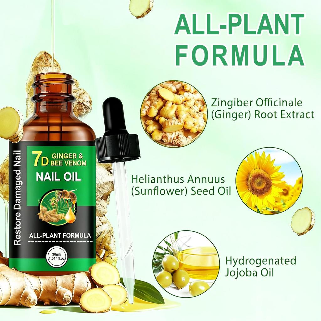 7D Ginger & Bee Venom Nail Oil-Strengthens Nails For Healthy Growth-Eliminates Harmful Germs-30ml