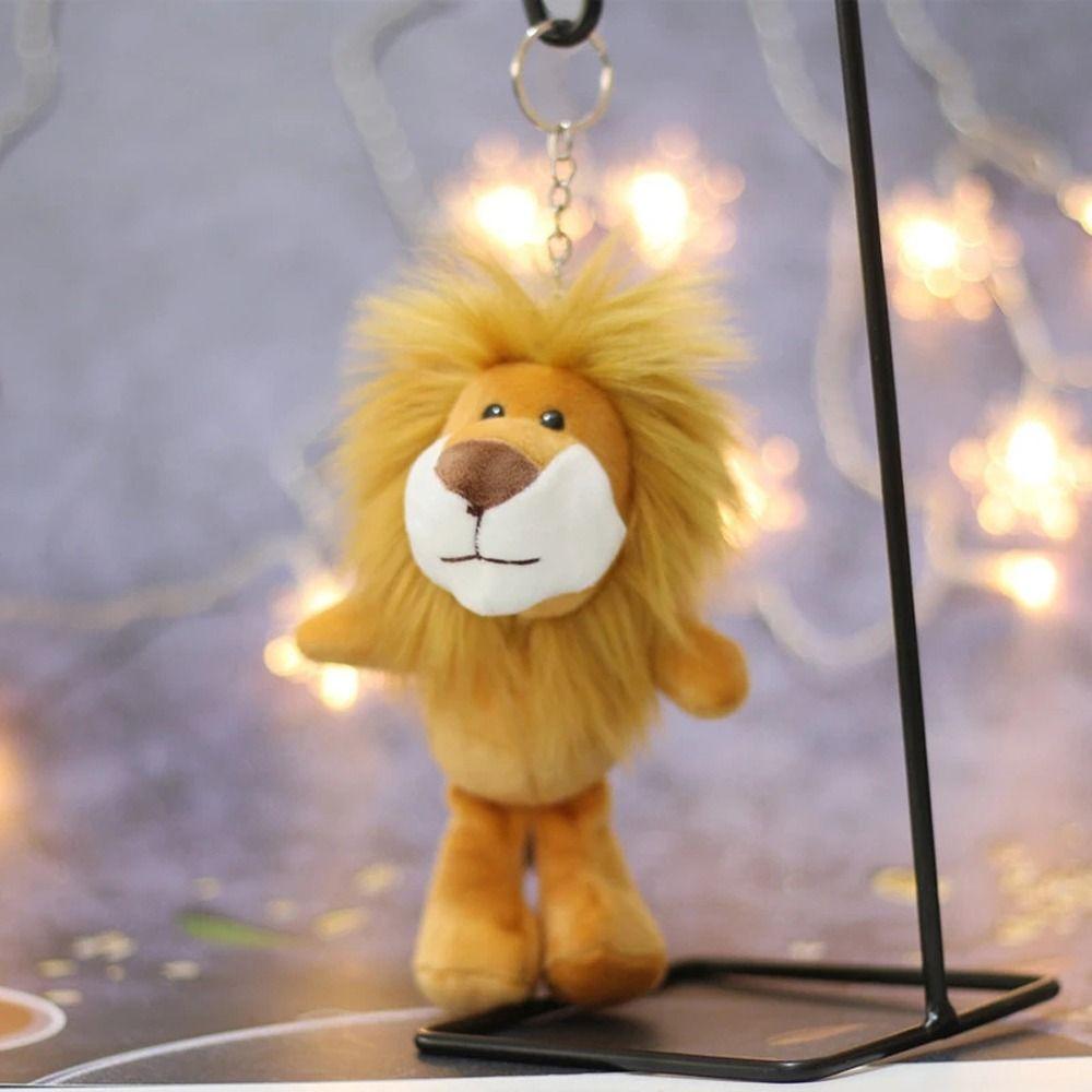 Chain Key Ring Hanging Decoration Car Keyring Little Lion Doll Plush Doll Plush Keychain Keychain