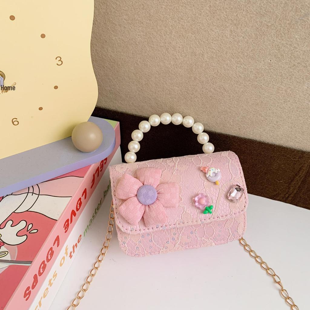 Korean Camellia Bowknot Pearl Shoulder & Crossbody Kids' Bag