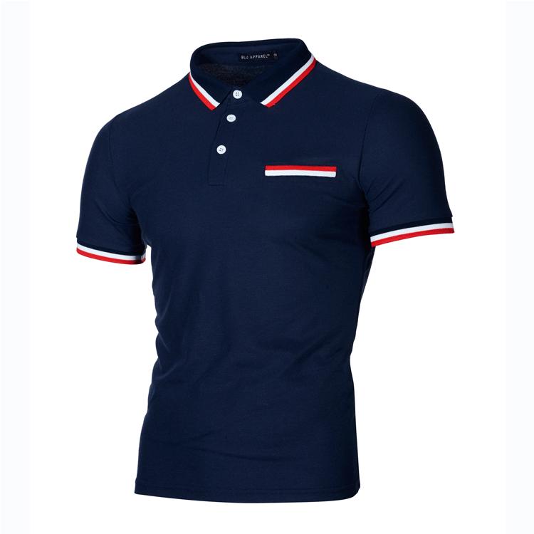 Ny Enkel Patchwork Kortermet T-skjorte for Menn Smal Avslappet Polo Cedertre