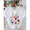 European size Valentine'S Day Plus-Size Women'S Colorful Heart-Patterned T-Shirt - Casual Round Neck Short Sleeve Top