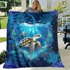 1pc Ultra-Soft Sea Turtle Flannel Blanket - Lightweight & Warm Perfect for Sofa Travel & More - Vivid Digital Print