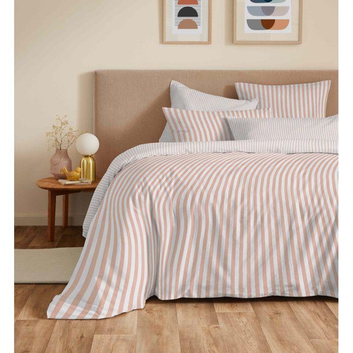 Pack complet housse de couette réversible "Vanessa" 6 pièces pour lit 180 x 200 "King Size" Palerme Blush