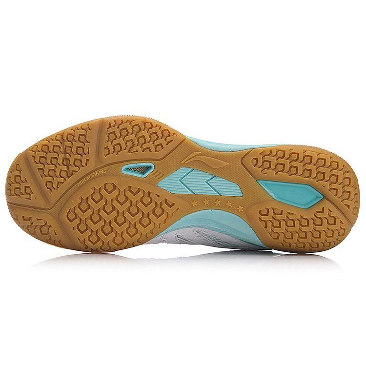 Li Ning Energiespeicherstoff Synthetikleder Stoßdämpfung Balanceunterstützung Low Top Trainingsschuhe Damen Sneaker Weiß Blau APTM004-3