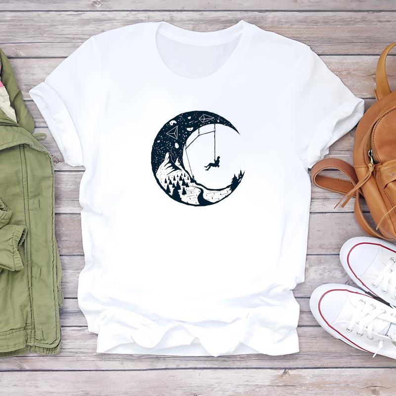 Women's T-shirt, Summer Trendy Cute Pattern, Short-sleeve Fashionable Daily Wear.