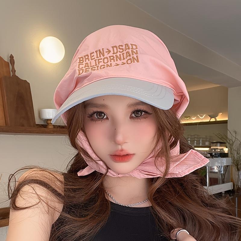 Dames Japanse Koreaanse Stijl Baseballpet - Verstelbare Snapback Zonnehoed met Borduurwerk, Breed Rand Gezichtsomlijstend Ontwerp voor Zomerreizen