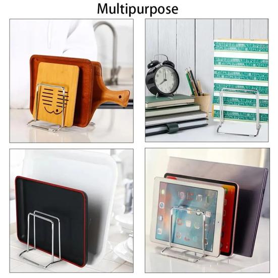 Storage Rack No-Drilling Installation Wall-Mounted Stainless Steel Pot Lid Kitchen Utensil Organizer Strong Load-Bearing Capacity Cutting Board Holder