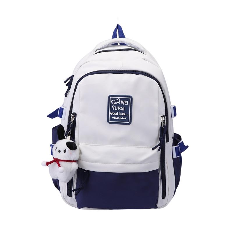 Japanese Students Schoolbag Women's Tooling Style Korean Version Junior High Large-capacity Contrasting Color Backpack High School Travel Backpack Men
