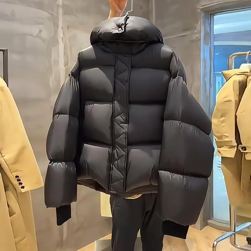 Thickness Short Down Jacket Women Winter Warm Puffer Coat Hooded Down Coats Fluffy Parkas