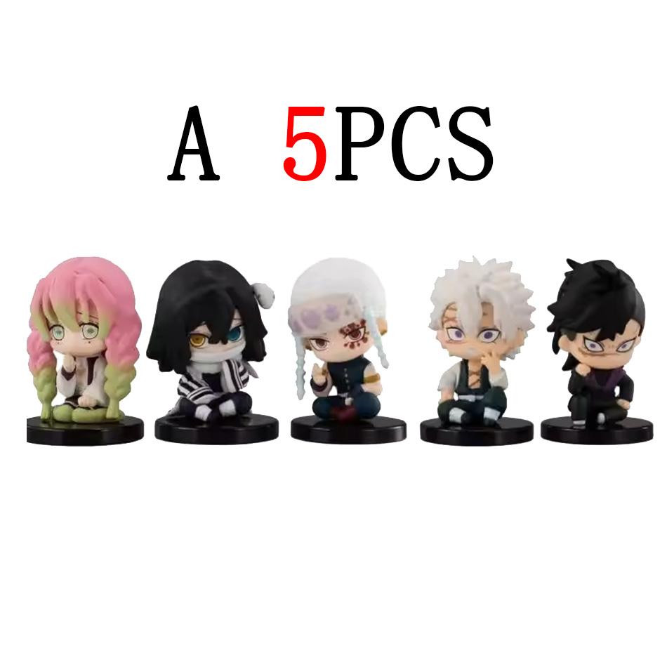 Anime Demon Slayer Figure Toy - Kimetsu No Yaiba Q Version - Sitting Tanjiro Nidouzi Inosuke Zenizu PVD Figurine Model Doll Gift