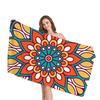 Ethnic Mandala Geometry Digital-printed Polyester Superfine Fiber Double-sided Fleece Beach Vacation Bath Towel, Beach Towel