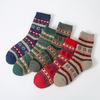 5/10 Pairs Comfortable Casual and Versatile Winter Thickened Warm Terry Socks for Women Retro Ethnic Style Mid Calf Wool Socks for Women