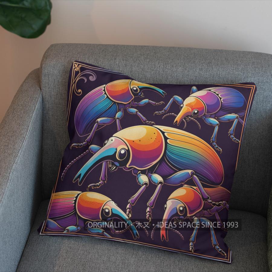2D bunte Käfer dekoratives digitales Druckkissenmuster Kissenbezug geeignet für Sofa Schlafzimmer Auto Kissenbezug