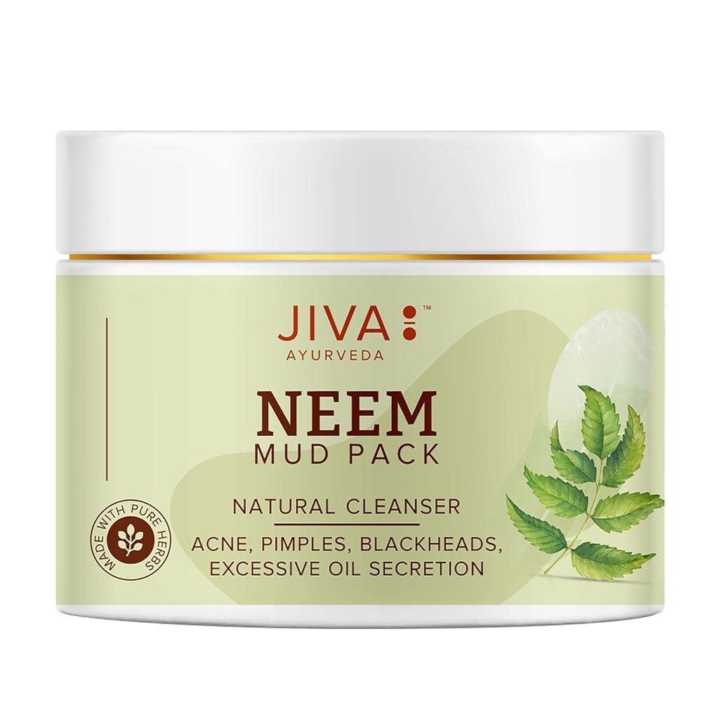 Jiva Neem Mud Pack 100gm Natural Face Clay Mask for Deep Cleansing and Oil Control Pack of 2