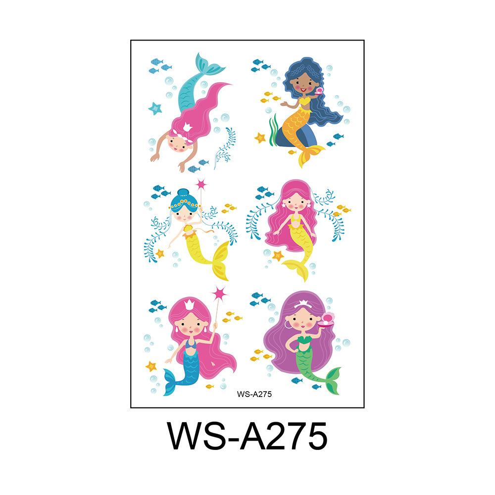 Children's Cartoon Mermaid Tattoo Sticker Pink Princess Waterproof Cute Fun Disposable Bonus Sticker