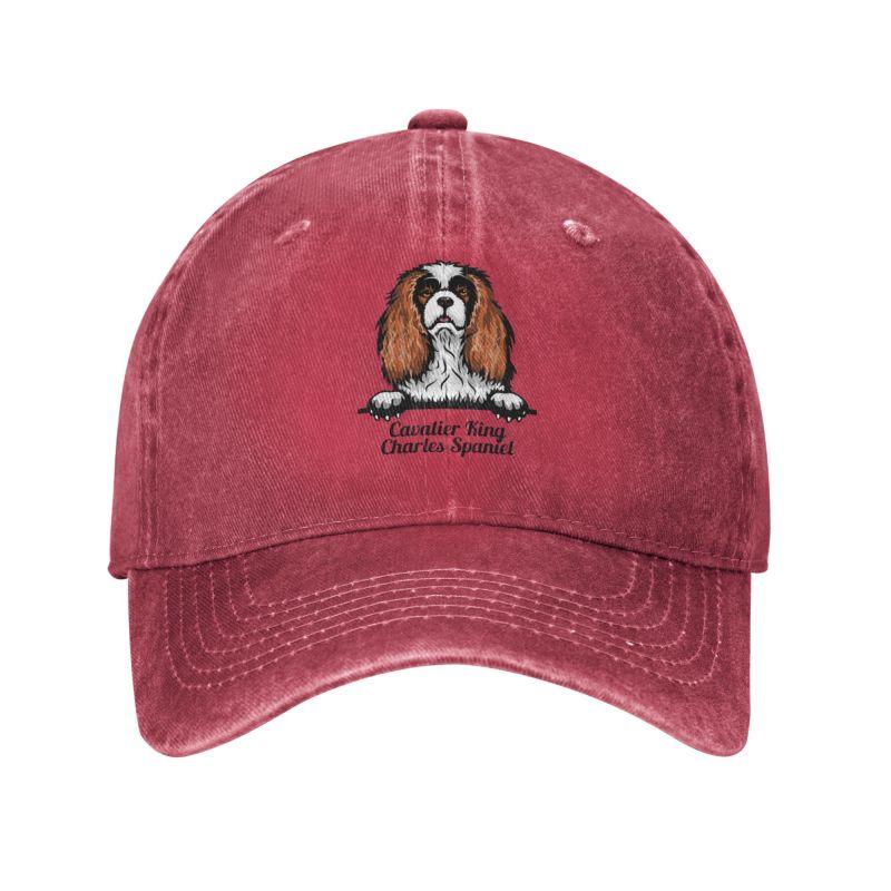 Personalized Cotton Peeking Dog Cavalier King Charles Spaniel Baseball Cap for Unisex Women Adjustable Dad Hat Sports