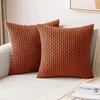 Teal-Rust Accent Throw Pillow Covers Soft Couch Decorative Boho Striped Cushion Covers Corduroy Pillowcase Farmhouse Home Decor