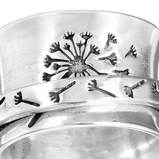 Women Ring Dandelion Flower Spinner Vintage Appearance Finger Ring Wedding Party Jewelry