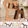 Puppy Family Wood Dog Carving Ornaments Decoration Home Decor Figurine Desktop Table Ornament Sculptures for Dog Pet Lover Gifts