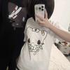 T-shirt Femme Impression Cartoon Couple Amusant Doux Manches Courtes Col Lâche Y2K Harajuku Haut T-shirt Décontracté Femme
