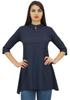 Phagun Women's Black Cotton Modal 3 4 Sleeve Button Down Blouse Shirt Top -