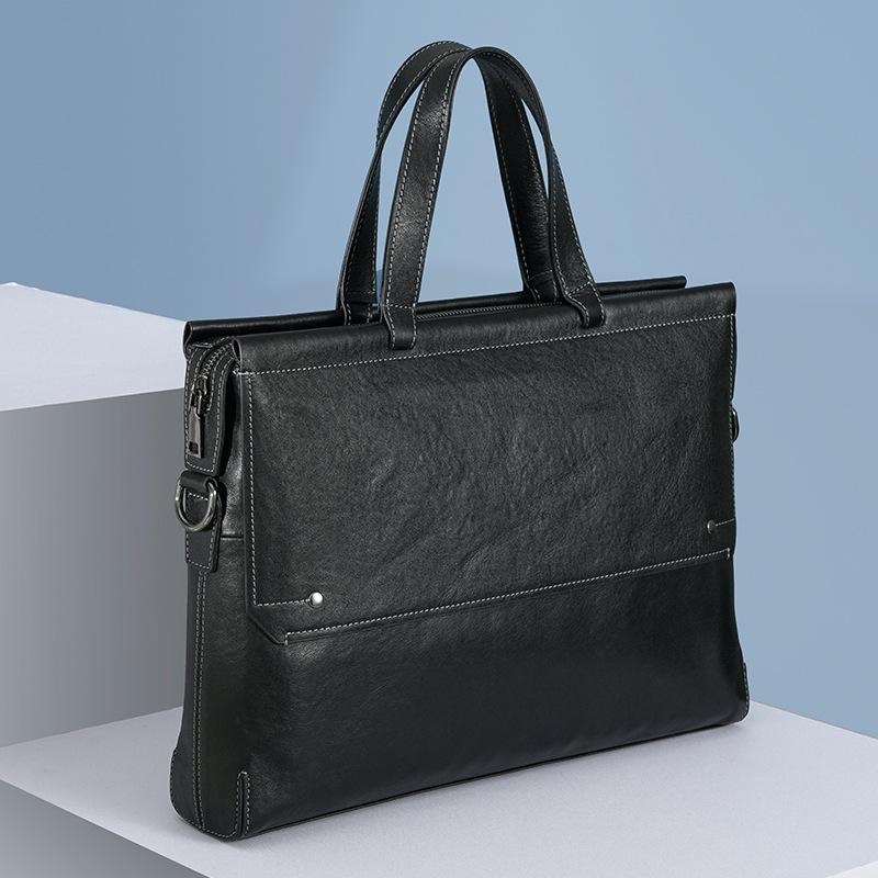 Heren Handtas Echt Leer Horizontaal Mode Computer Aktetas Business Casual Eerste Laag Koeienhuid Tas