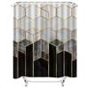 Modern Geometric Hexagon Shower Curtain Set Elegant Metallic White Black Design with Water-Resistant Fabric for Bath Decorations