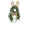 Easter Artificial Green Plant Bunny Wreath Rattan Woven Egg And Linen Bow Door Hanging Pastoral Style Holiday Decorative Ring
