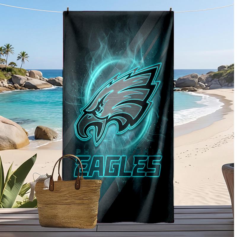 Philadelphia Eagles Potlač Plážová osuška Mäkká Prenosná Rýchla?Suchý uterák na bazén Letná dovolenka Vonkajší šport