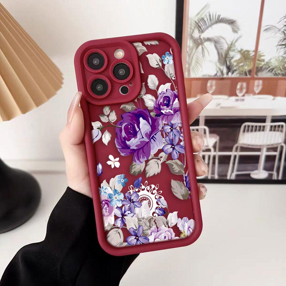 Beautiful Purple Flowers Phone Case For iPhone Apple 17 AIR 16 16E 11 12 13 14 15 XR Plus Pro Max DIY Case TPU Shockproof Cover