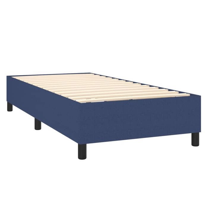 Exclusive House - Slatted Bed Base with Mattress Blue 80x200 Cm Fabric