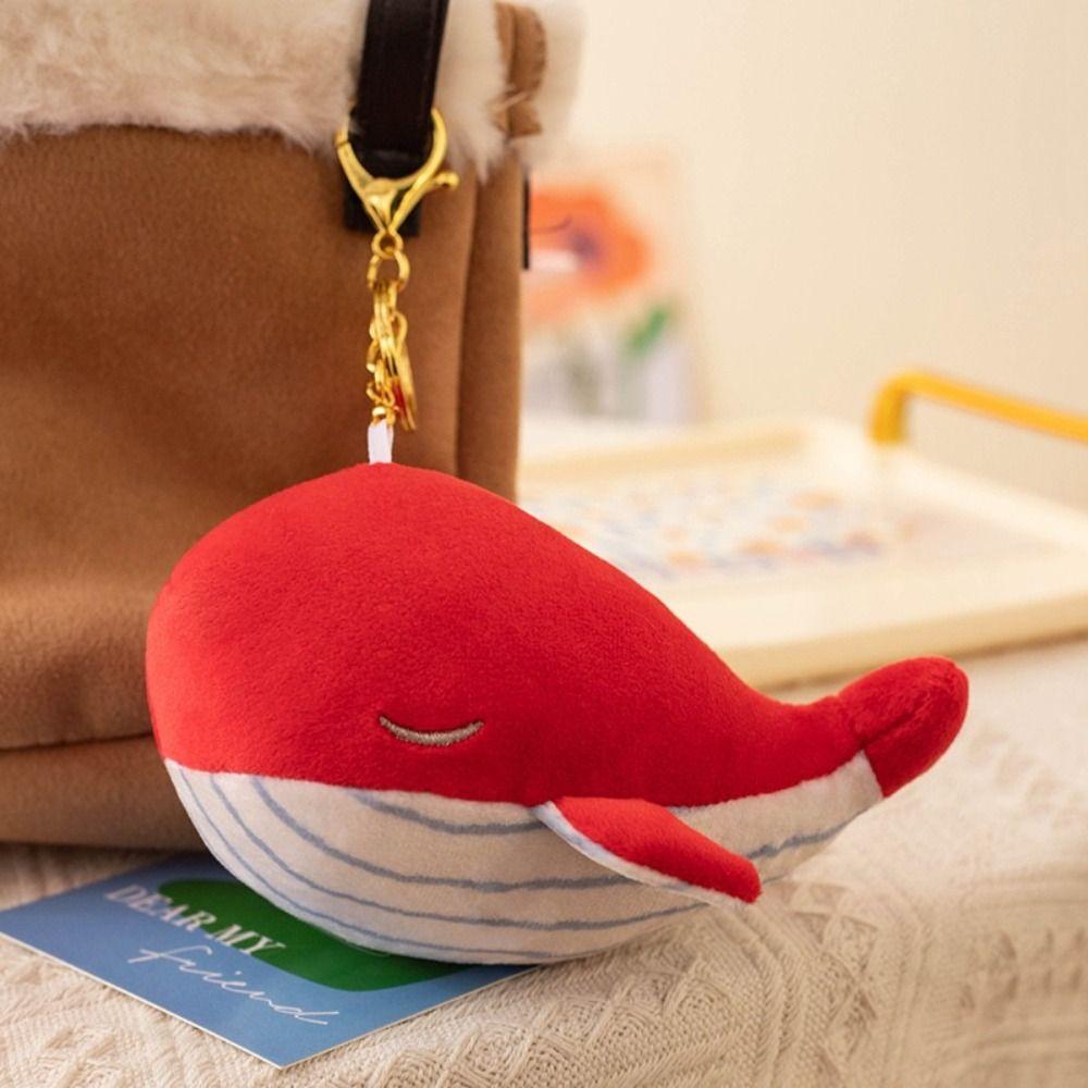 Fluffy Plush Whale Keychain Simulation Whale Plush Toy Animal Whale Small Pendant Home Decor