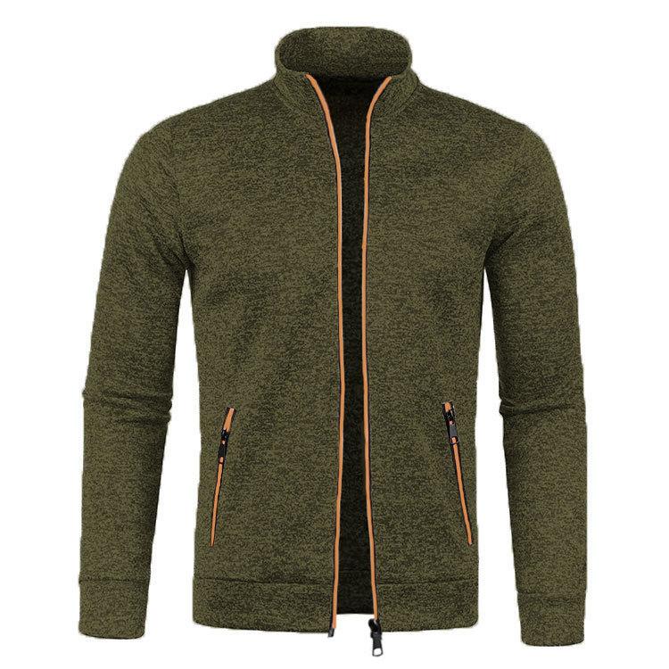 Men's Zipper Jacket Autumn Stand Collar Sweatshirts Long Sleeve Casual Coats Streetwear Male Fleece Sweater