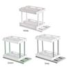 Slide and Rotate Seasoning Organizer 30x25cm 2 Tier Pull Out Cabinet Seasoning Rack for Kitchen White