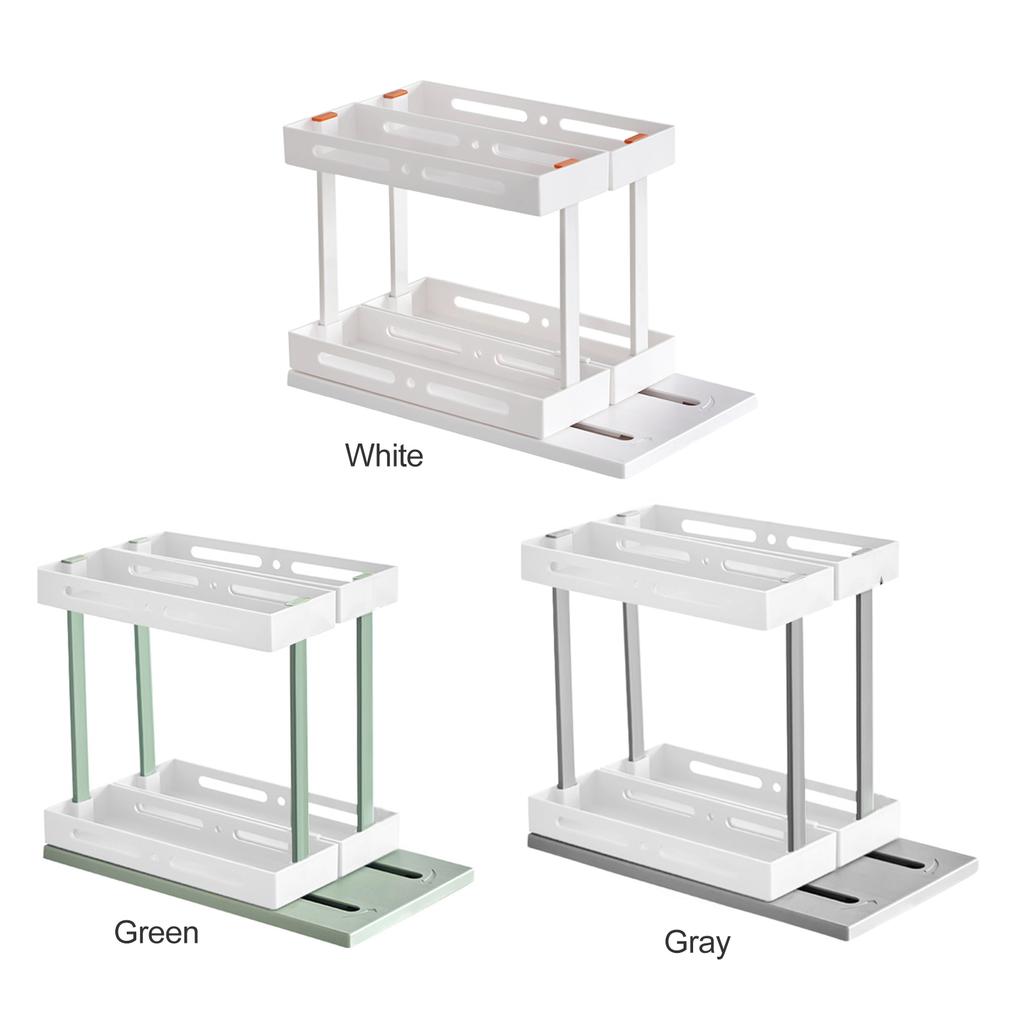 Slide and Rotate Seasoning Organizer 30x25cm 2 Tier Pull Out Cabinet Seasoning Rack for Kitchen White