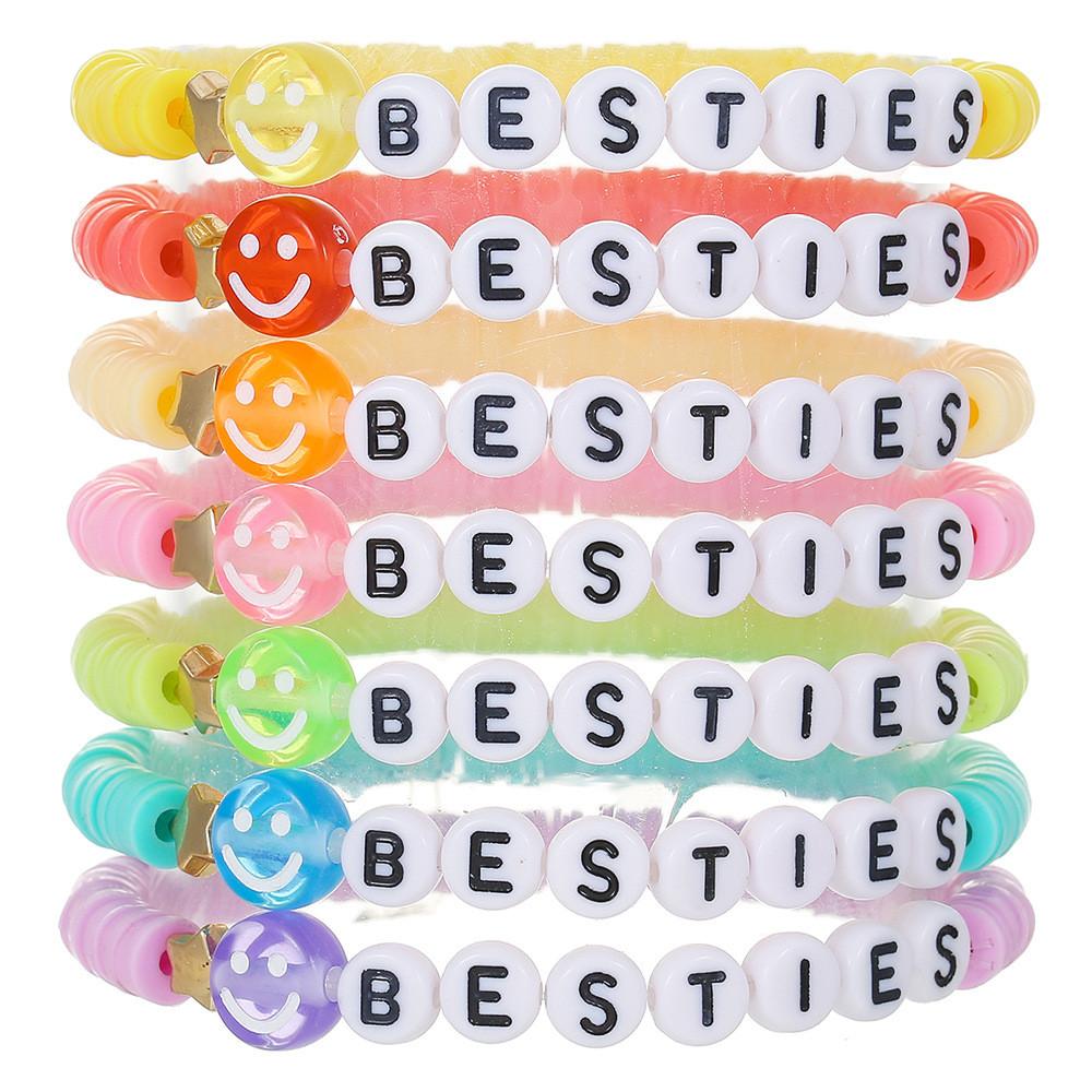 Bohemian Beaded Bracelets Set With Colorful Acrylic Round Geometric Design For Women