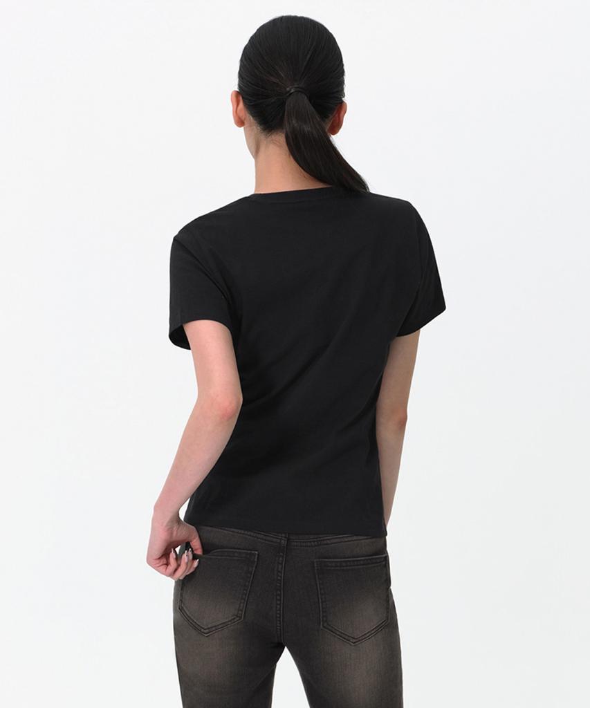 MUSINSA STANDARD WOMAN Women'S Plain Crew Neck T-Shirt [Black]