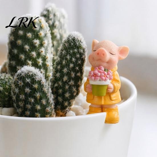 Sun-resistant Plant Decor 2PCS Micro Landscape Ornaments, Mini Pig Figurines, Durable Healing Cute Garden Figures Resin Waterproof for Potted
