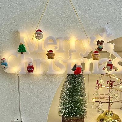 Merry Christmas Letter Decoration Lights Cute Cartoon Home Window Hanging LED Neon Signs Christmas Decorations for Home