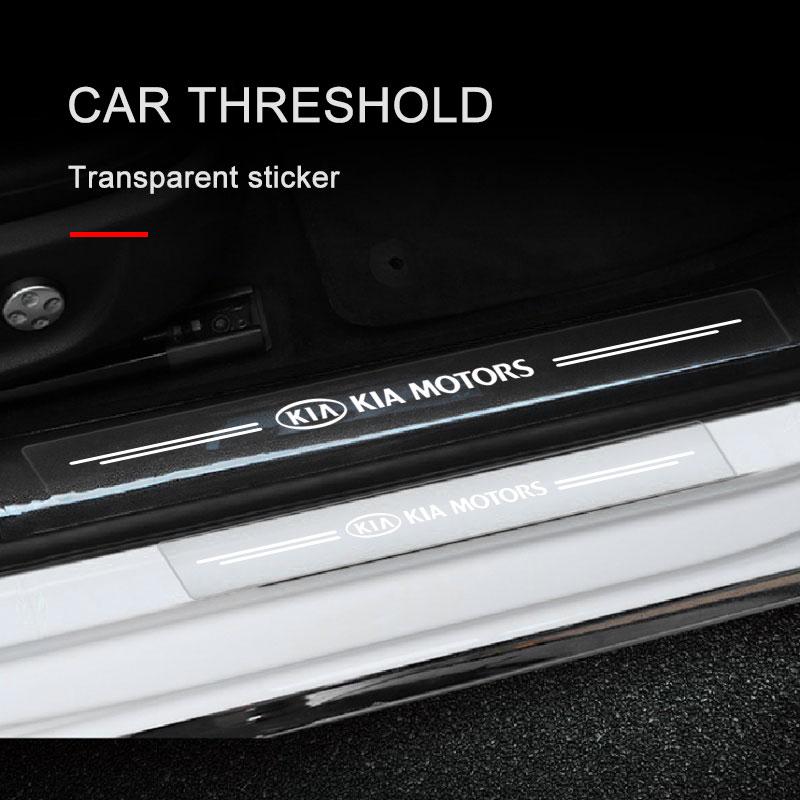 4Stk Auto Einstiegsleisten Schutz Transparent Dekorative Plakette 3D Aufkleber Für KIA Cerato Sportage R K2 K3 K5 K6 K7 K8 RIO 3 4 sorento picanto