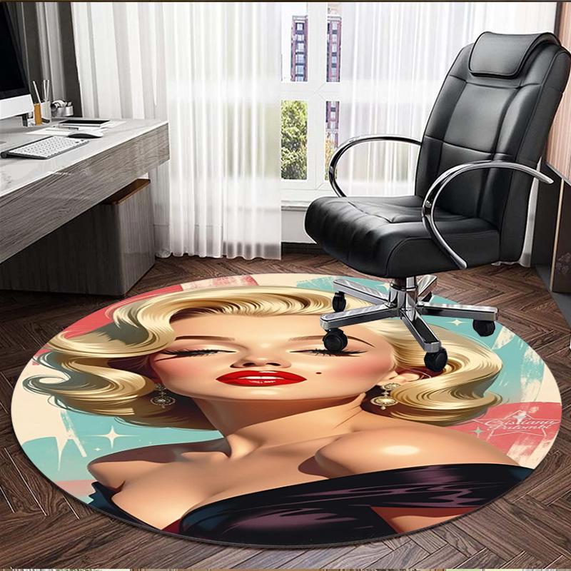 Marilyn Monroe Print Round Rug, Washable Floor Carpet, For Entryway Dorm Laundry Room Office Study, Home Decor Birthday Christmas Gift