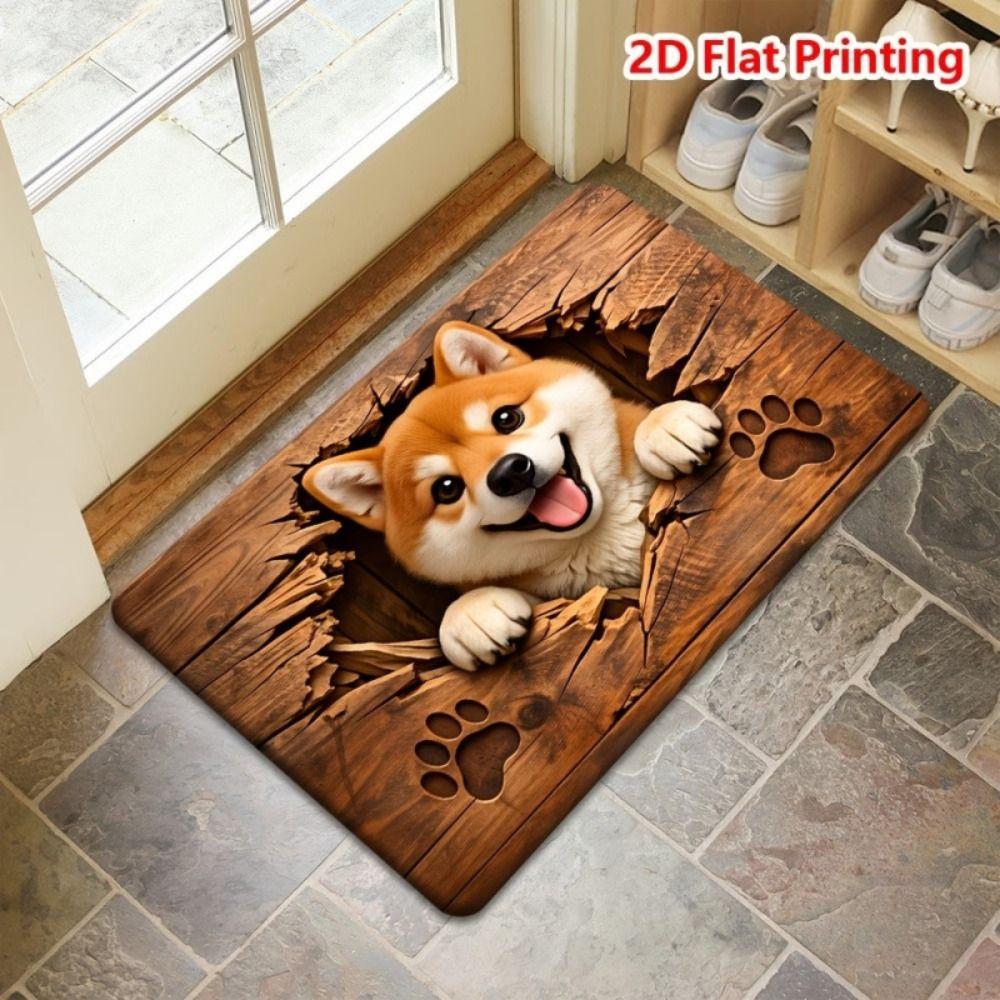 Diatomite Dog Print Doormat Quick-dry Absorbent Rug Lovely Bathroom Floor Mat Entryway