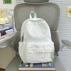 Schoolbag New Small Fresh Plaid Lace Backpack Women's Daily Versatile Large Capacity Going Out Commuting Student Schoolbag Backpack