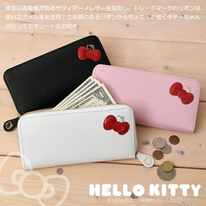 Hello Kitty Women's Long Wallet with Zipper and Ribbon, 12160 (Pink)