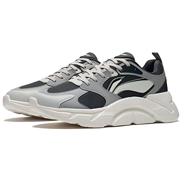 Li-Ning Casual Shock Absorbing Non-Slip Wear-Resistant Breathable Lightweight Low-Top Running Shoes Men Sneakers Black Gray ARSS057-3