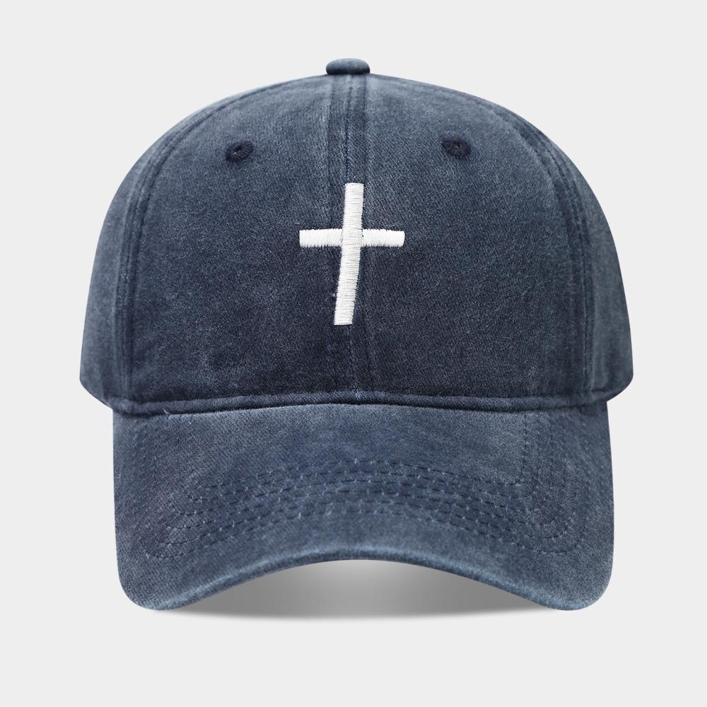 Fashion Embroidered Cross Baseball Cap Breathable Sunscreen Peaked Cap Simple Casual Hip Hop Hat Outdoor
