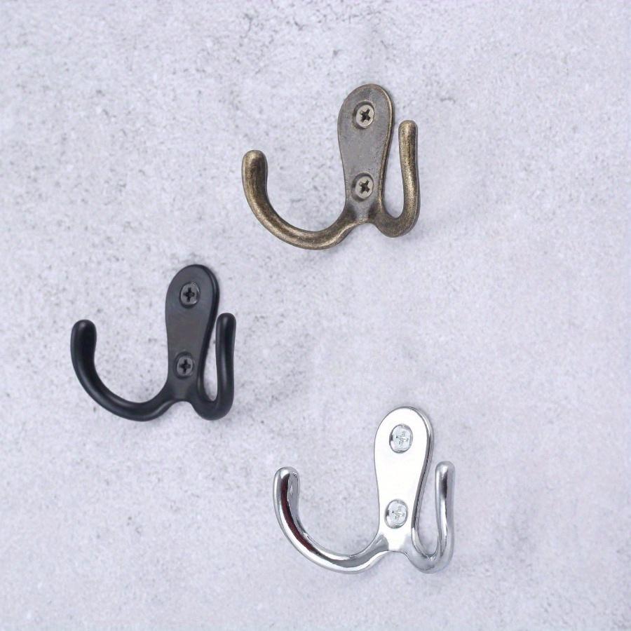 3sets Double Heads Hook Wall/Door Mounted Hanger W/screws Coat/Key/Bag/Towel/Hat/Mask Holder 53mm