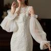 Elegant Wedding Bridal Gloves Soft Tulle Ruffled Edge White Long Brides Bridesmaid Women Pageant Perform Prom Cuff