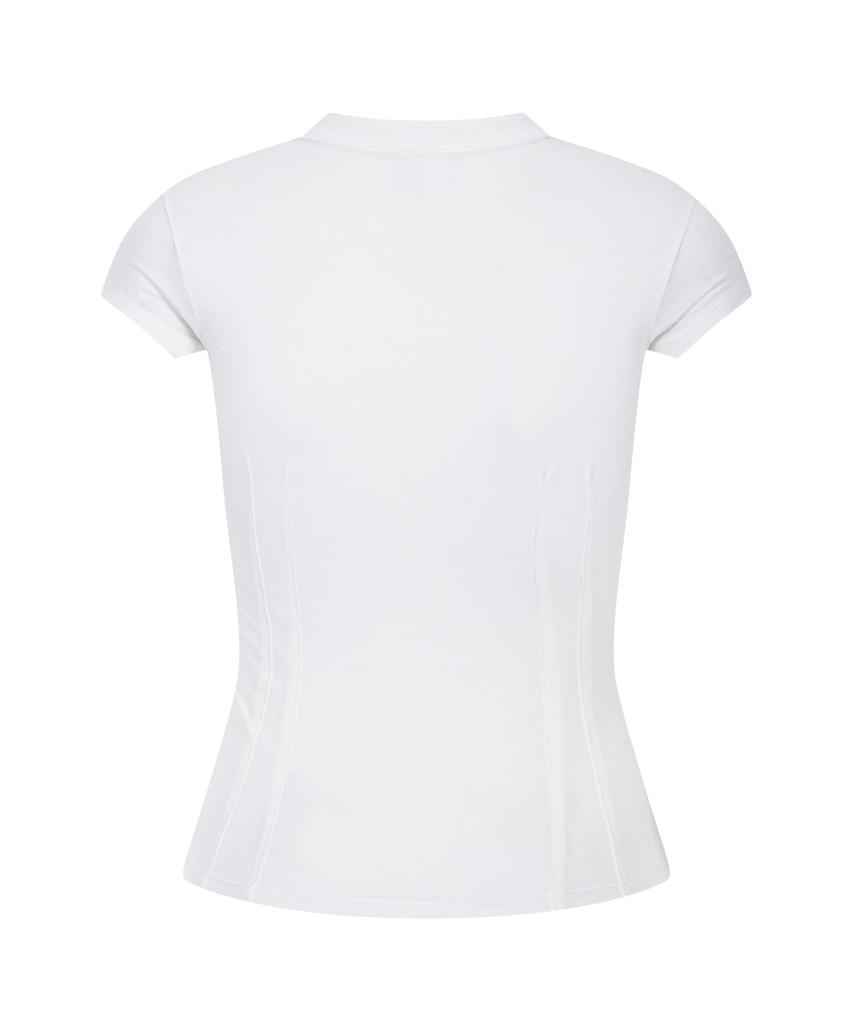 Peullijeunopallou Pansy Pocket Button Short Sleeve Top (White)