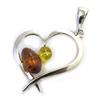 [N2789] - Artisanal Silver Pendant 'Love' Amber Cognac and Honey (rhodium-plated) - 33x25 Mm